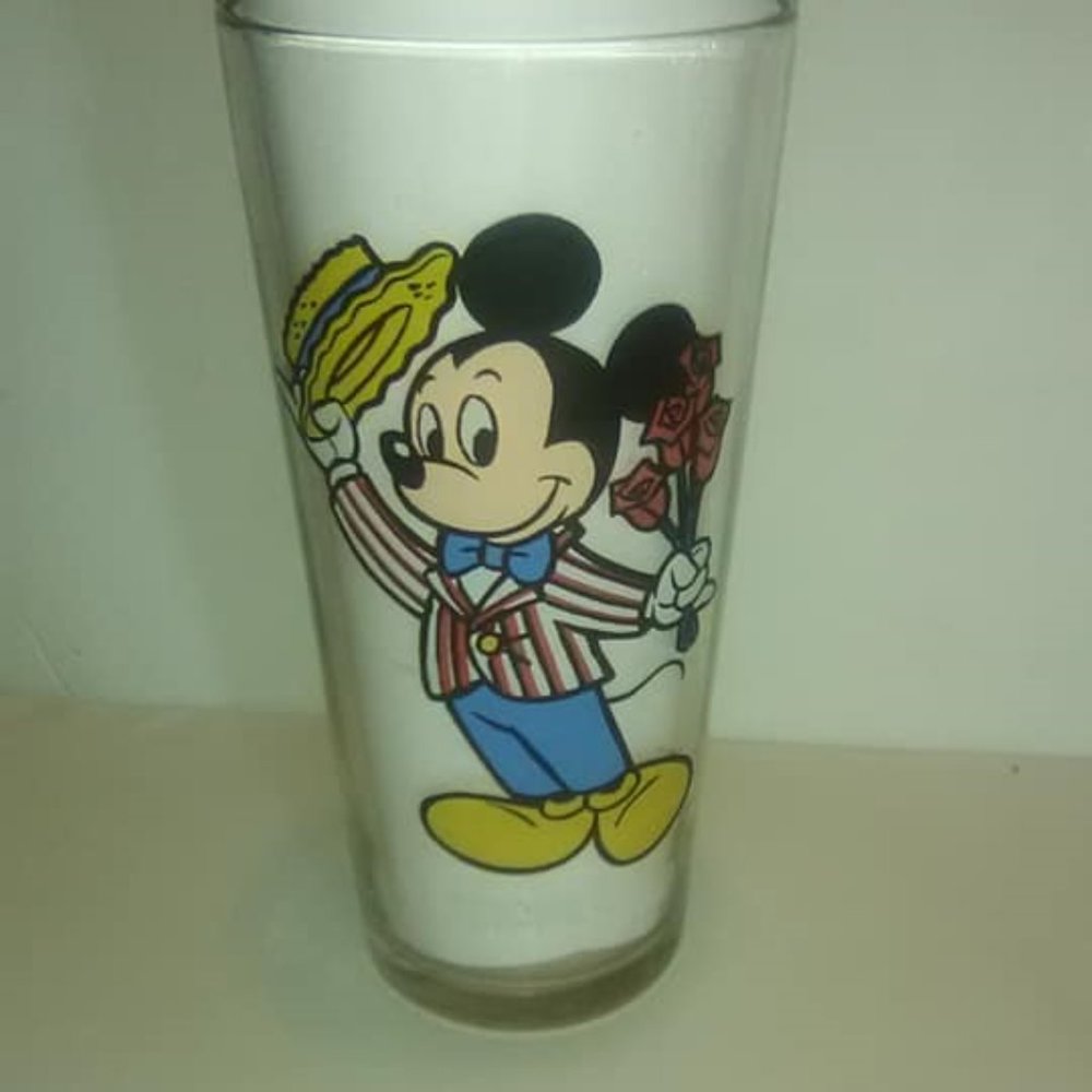 Vintage MICKEY MOUSE Happy Bday 1978 Glass